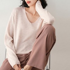 레몬소울 여성용 아니 브이넥 니트티