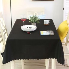마켓감성 단색 홈파티 사각 테이블보, 블랙, 160 x 180 cm