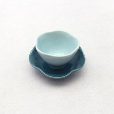 月鹽手工瓷花瓣茶杯套組, 天空+孔雀, 1個