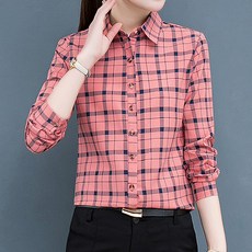 여성용 하찌몰 테일린 체크 카라넥 셔츠 CH-2214281