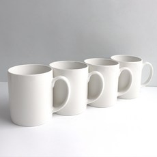 해피정코리아 심플 머그컵 350ml, 유광화이트, 4개 유광 화이트, 4개