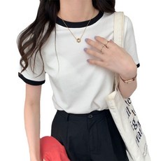 마더브띠 여성용 줄무늬 라인 캐주얼 반팔 티셔츠
