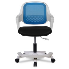 체어클럽 쿠보 발받침형 메쉬 의자, 화이트(바디) + 블루