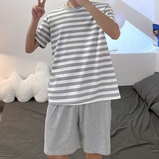 오랜 남성용 단가라 반팔 잠옷 상하의 세트