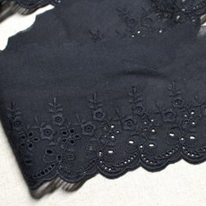 레이스여왕 들꽃다발 단면 자수 면레이스 360cm, 블랙, 1개