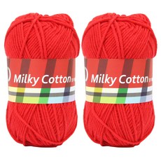 brandyarn Milky Cotton Red系列 棉混紡針織線 紅色 2捲, 每捲50公克