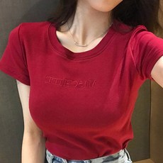 선빛정보통신 여성용 파니 자수 베이직 기본 크롭 반팔 티셔츠