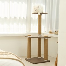 petoria 貓咪一層厚防水布3層角落型防水貓抓塔, 深棕色, 1個