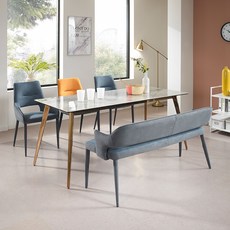 로드퍼니처 테슬라 1800 세라믹 식탁 6인용 + 의자 3p + 벤치 방문설치, 식탁(유광그레이), 의자(혼합색상)