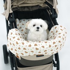 ParisDog 狗狗涼感熊推車護罩與坐墊一體型多功能坐墊, 1個, 米色+棕色