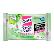 Kao 花王 Quickle 快麗萊 Wiper 3D 吸附濕紙巾拖把 柑橘香草香 16張, 1包