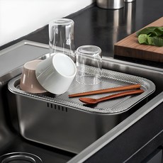 Kitchen Art 不鏽鋼方形洗碗盆 10L + 瀝水盤組合, 1個, 單色