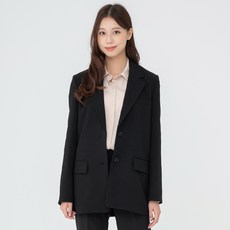CARET 女款黑色單排釦西裝外套, L, 黑色