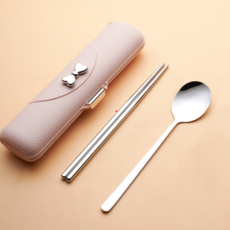餐具組, 1組, 粉色, 勺子+筷子+箱子