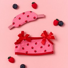 BUTTERSHOP 草莓眼罩睡衣組合娃娃衣服 7.5cm, 1組, 粉色