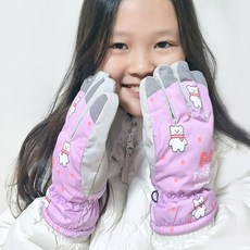 우주아이 여아용 저학년 리본베어 터치 패딩 장갑 세트