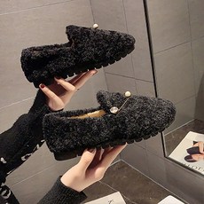 더플로우 여성용 진주 포인트 옷핀 캐시미어 털 신발