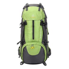 火焰馬 60L 登山包，多功能戶外背包，超大容量，透氣排汗，耐磨抗撕裂，後背鋁合金鋼板支撐, 外63 x 30 x 18cm, 綠色