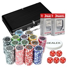 籌碼 300入+鋁盒 黑色+撲克牌 2入+組件套組, 混合顏色