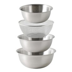 모다키친 계량눈금 스텐 믹싱볼 3종 + 채반 세트, 믹싱볼 19cm + 22cm + 24cm + 채반 22cm, 1세트