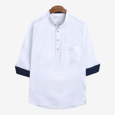 7부셔츠 가이스토리 남성용 가즈 헨리넥 7부 캐주얼 셔츠