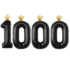 JOYPARTY 숫자 1000 은박풍선 왕관 90cm, 블랙, 1세트