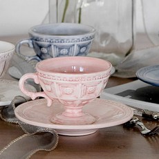 TIERRA Augusta 茶杯 180ml + 碟套組, 水晶粉, 1套