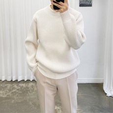 아도르클래식 남성용 탄탄 하찌 캐시미어 라운드 긴팔 니트