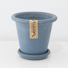 Garden in the City 現代室內裝飾圓筒花盆+底座組, 煙熏藍, 1組