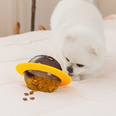 Leto 狗狗鼻頭工作搖晃的太空船零食球玩具, 黃色, 1個