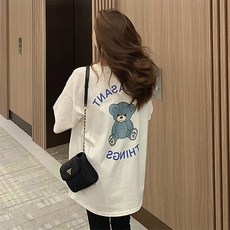 블루 베어 컴포터블 디자인 박시핏 임산부 반팔 티셔츠