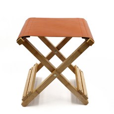 브릴리홈 원목 캠핑 가죽 대나무 접이식 의자 BH1091, 혼합색상, 1개