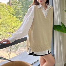 Dearlola 女款V領長版背心針織背心