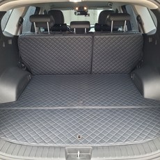 아이빌 4D 신형퀼팅 자동차 트렁크매트 2열 등받이 분리형 풀세트, 더뉴싼타페 5인승, 블랙 + 블랙스티치