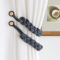 내츄럴 로프 자석 타이백, 차콜, 2개, 차콜