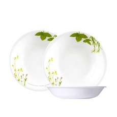 Corelle康寧 植物印花小菜碟3入，亞洲飲食生活，實用耐用性佳, 歐洲香草, 圓形盤3入, 1組