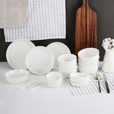 ERATO 4人用8種家庭陶瓷餐具組 24入, 單一顏色, 1組, Dinner Plates, Salad Plates, Bowls, Side Plates