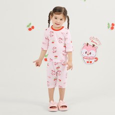 올로미미 아동용 체리밤비 오가닉 자카드 7부 실내복 세트