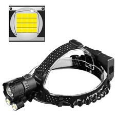 미나티 J98 LED 충전식 줌 써치라이트 헤드랜턴 XHP160, 1개, 블랙