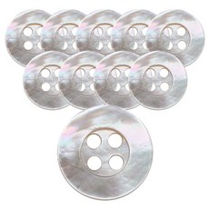 동대문단추왕 고급 리얼 자개 로고테 단추 11.5mm, 백진주(WT), 10개