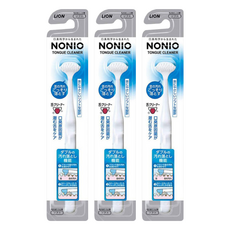 LION 獅王 NONIO 終結口氣舌苔清潔棒, 高密極細軟毛 溫柔清潔舌苔 特殊橡膠刮頭 徹底帶走污垢, 18g, 3支