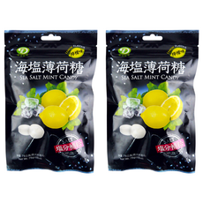 綠得製菓 海塩薄荷糖 檸檬味, 75g, 2袋