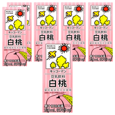 KIKKOMAN 龜甲萬 豆乳 白桃風味, 契約栽培丸大豆使用, 果汁含量未達10%, 200mL, 6入