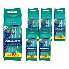 Gillette 吉列 服貼滑順輕便刮鬍刀6包10支裝, 6包, 10支