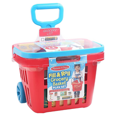 Melissa&Doug 瑪莉莎 玩食趣 超市購物玩具籃, 1組, 紅色