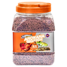 UP AQUA 雅柏 龍魚專用飼料 E-649, 1kg, 增豔揚色，促進食慾，大型魚適用, 1桶