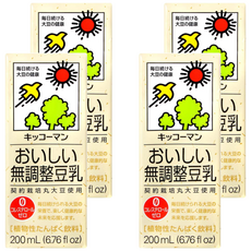 KIKKOMAN 龜甲萬 無調整豆乳 200mL, 4入