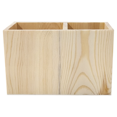 DAIHO 本色原品大雙格松木筆筒, 雙格設計, 桌面收納, 辦公室文具收納, 松木, 1個