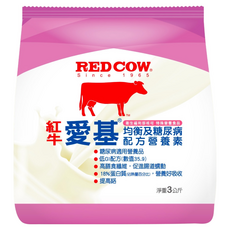 RED COW 紅牛 愛基均衡及糖尿病配方營養素, 適用糖尿病營養品, 低GI配方, 3kg, 1袋