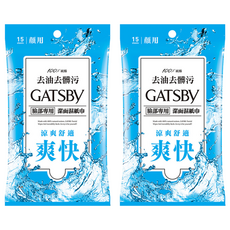 GATSBy 潔面濕紙巾 15張, 2包
